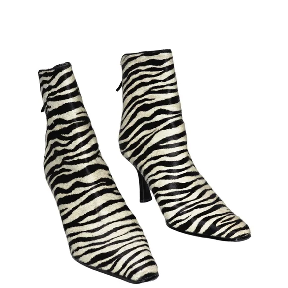 VALERIE STEVENS Black White Zebra Print Ankle boots Women's Size 10 - Picture 3 of 8